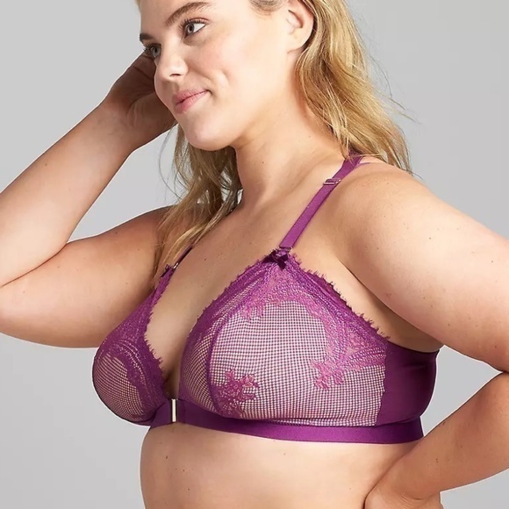 Lane Bryant Lace Triangle Front-Close Unlined No-Wire Bra - Picture 4 of 7